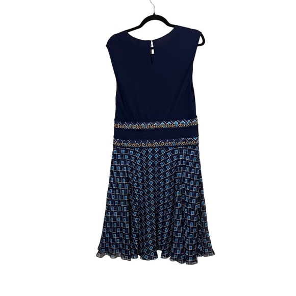 Diane Von Furstenberg Rosalie Midnight Viscose and Silk Pleated Midi Dress sz 14 - Picture 6 of 16